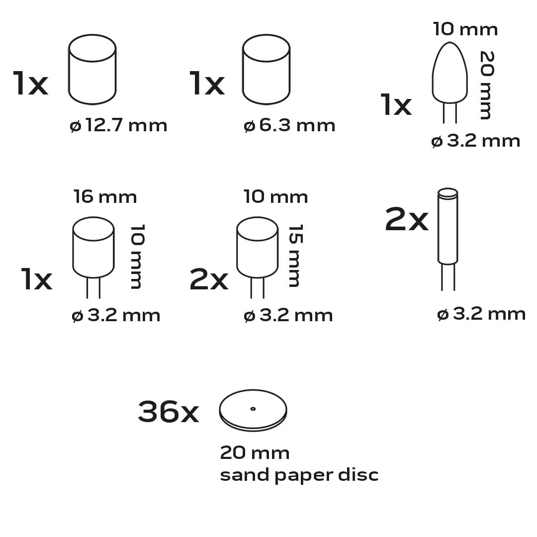 Zestaw akcesoriów do miniszlifierki 52 szt. taśmy, kamienie, krażki ścierne 9