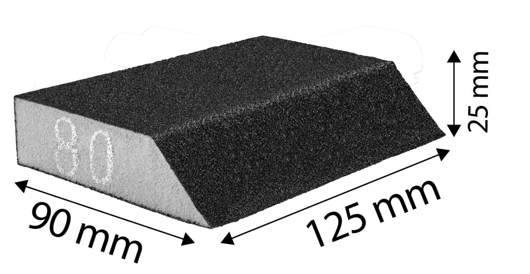 Gąbka ścierna skośna 125 x 25 x 90 mm, gradacja K120 4