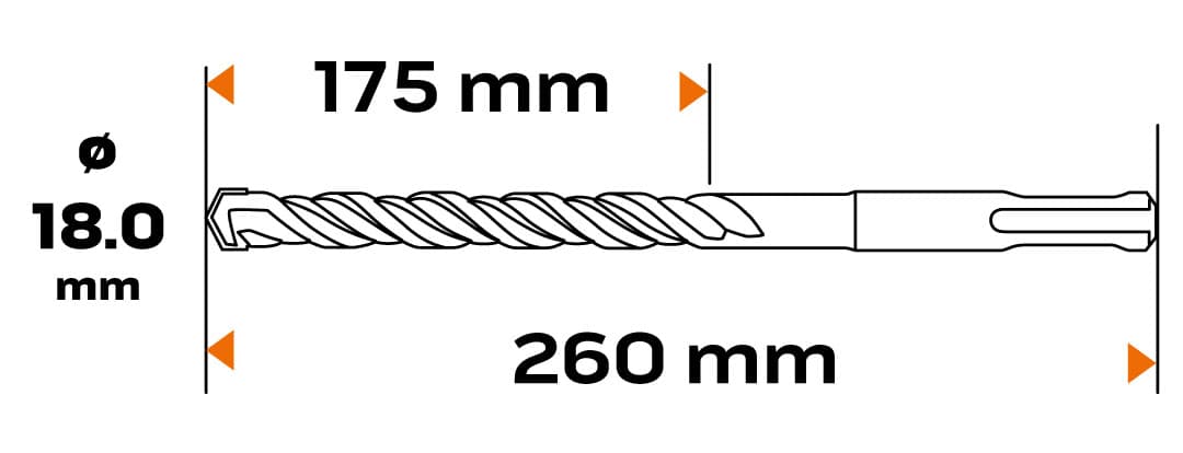 Wiertło do betonu SDS Plus 18 x 260 mm Quatro 4