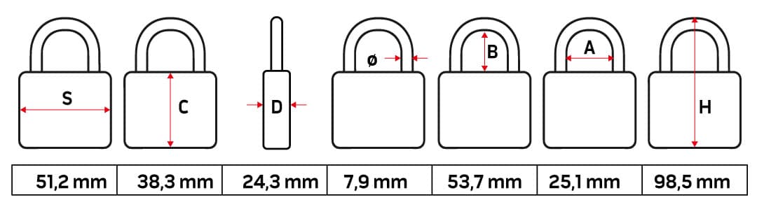 Kłódka na szyfr mosiężna 101 x 51.5 x 24 mm 7