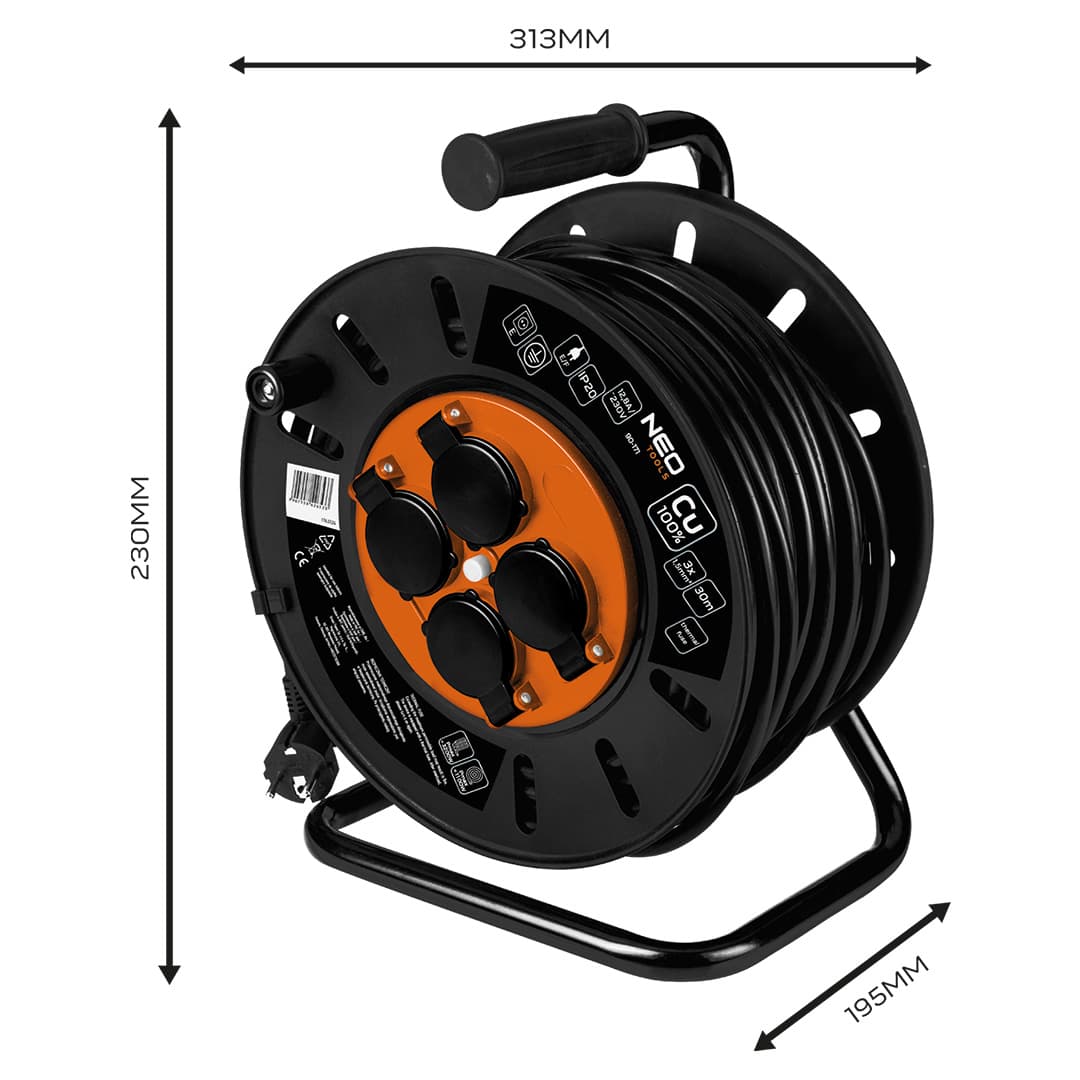 Przedłużacz bębnowy 30 m 3 x 1,5 mm² 9