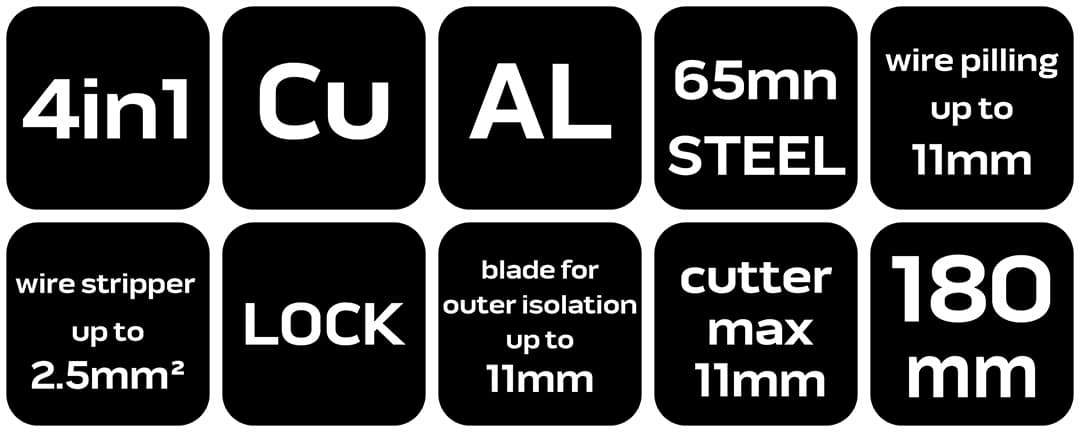 Obcinak do kabli miedzianych i aluminiowych 180 mm 3