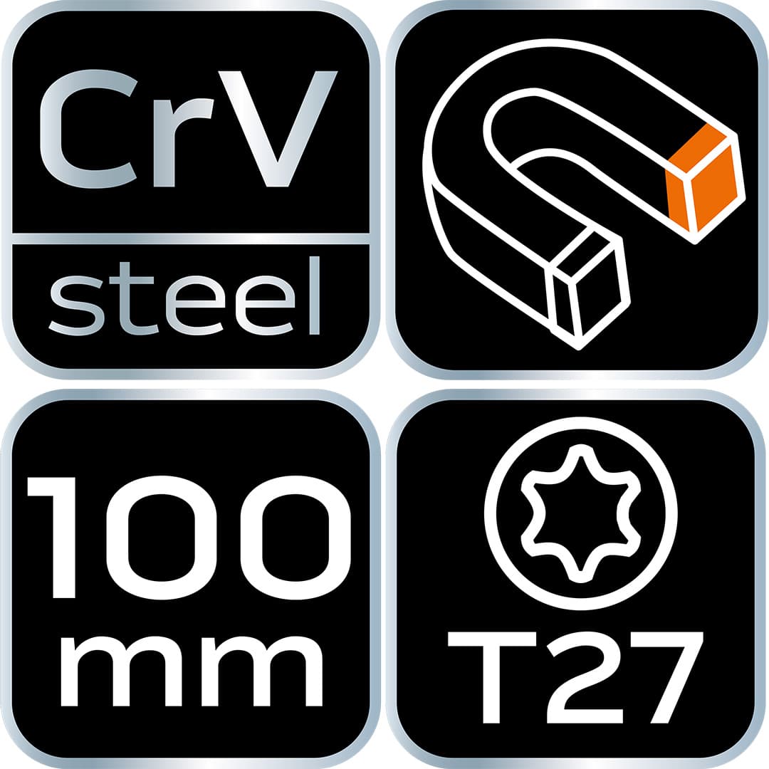 Wkrętak Torx T27 z hartowanej stali chromowo-wanadowej 100 mm 7