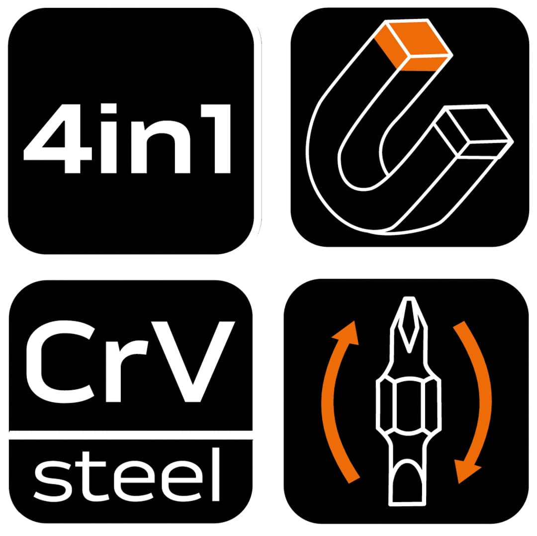 Mini wkrętak 4 w 1 z bitami SL3, SL4, PH0, PH1 8