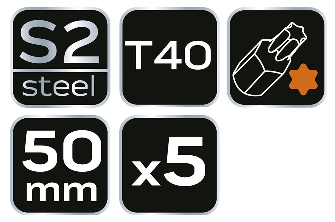 Bity udarowe S2 50 mm T40 zestaw 5 sztuk 3