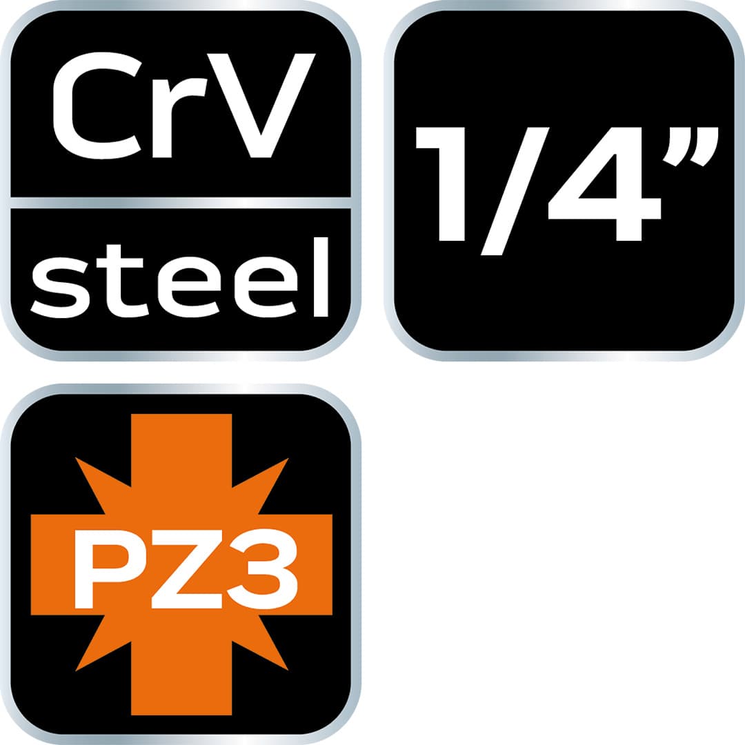 Końcówka wkrętakowa PZ3 na nasadce 1/4 cala krótka 37 mm 5