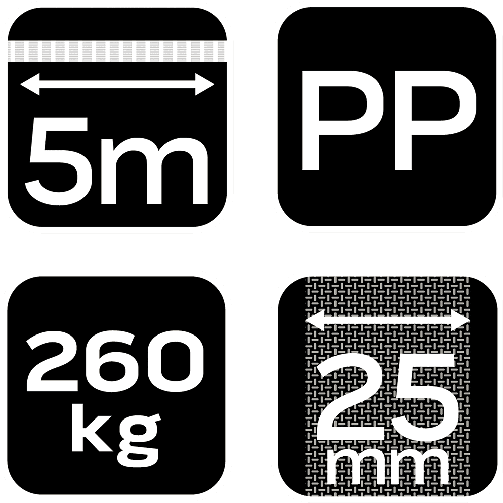 Pas mocujący z grzechotką 25 mm x 5 m, wytrzymałość 260 kg 3