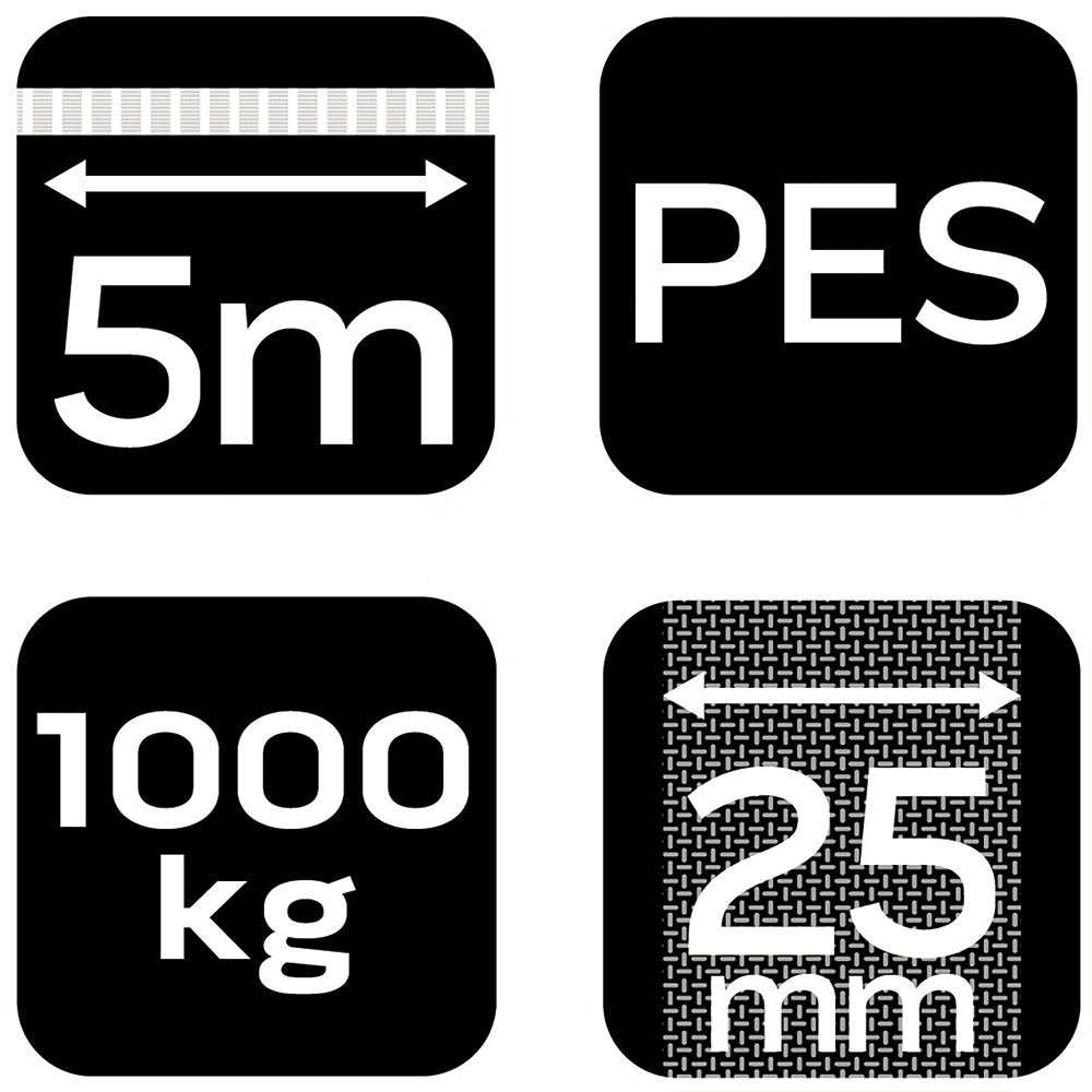 Pas mocujący z grzechotką 25 mm x 5 m, wytrzymujący 1000 kg 3