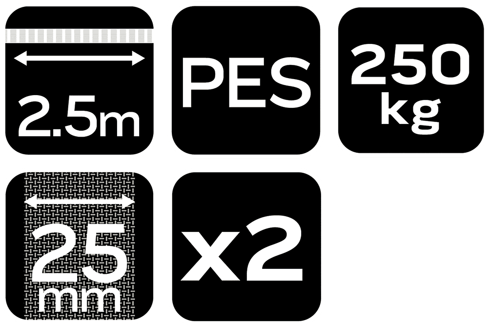 Pas transportowy z klamrą samozaciskową 25 mm x 2.5 m 2 sztuki 10