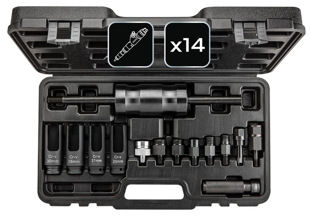 Zestaw ściągaczy do wtryskiwaczy z młotkiem bezwładnościowym 14 sztuk 4
