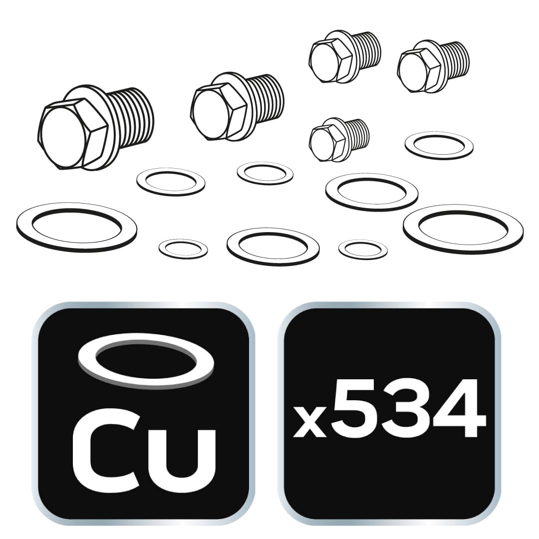 Zestaw korków z uszczelkami miedzianymi 534 sztuki do warsztatu 4