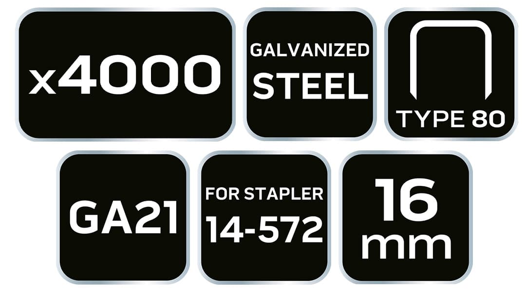 Zszywki galwanizowane do zszywacza pneumatycznego Typ 80, długość 16 mm, 4000 sztuk 8