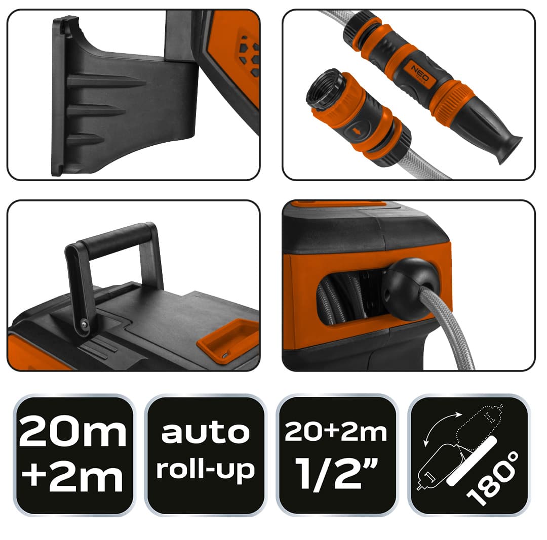 NEO Tools wąż ogrodowy z automatycznym zwijaczem 20+2 m 8