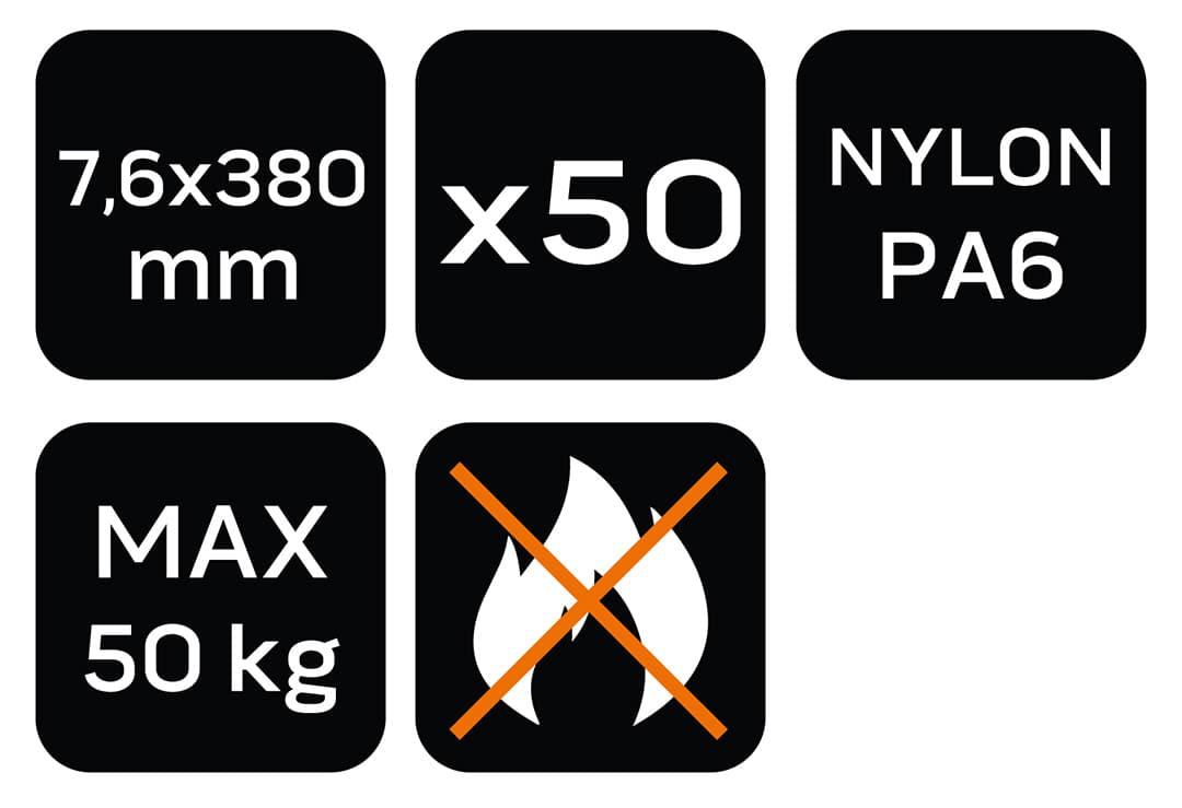 Opaski zaciskowe ogrodowe 7.6 x 380 mm brązowe 50 sztuk 7