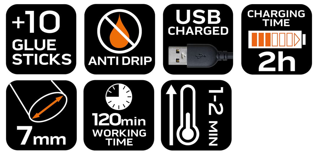 Bezprzewodowy długopis do kleju na gorąco NEO TOOLS z USB 10