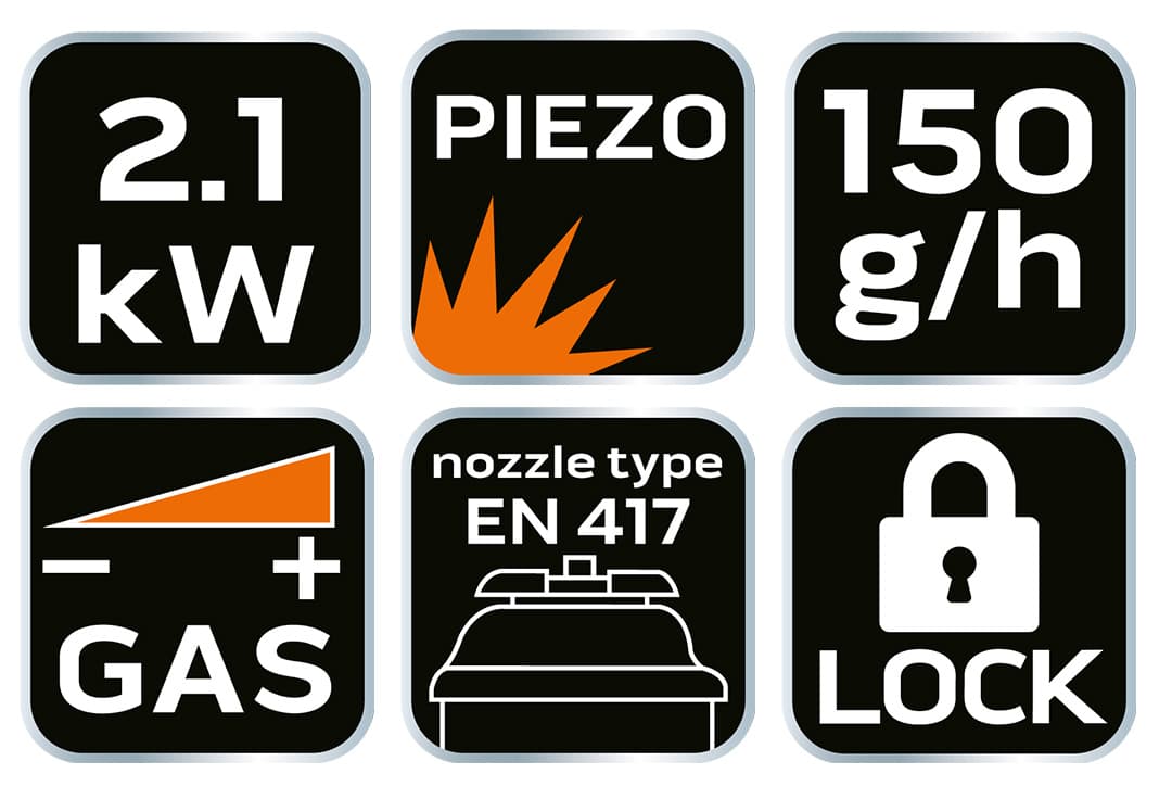 Przenośna kuchenka gazowa z zapłonem piezoelektrycznym 2,1 kW 8