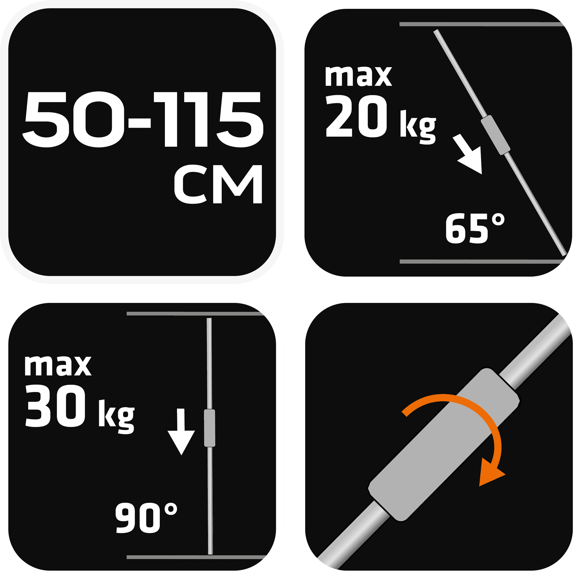 Podpora teleskopowa regulowana 50-115 cm 6