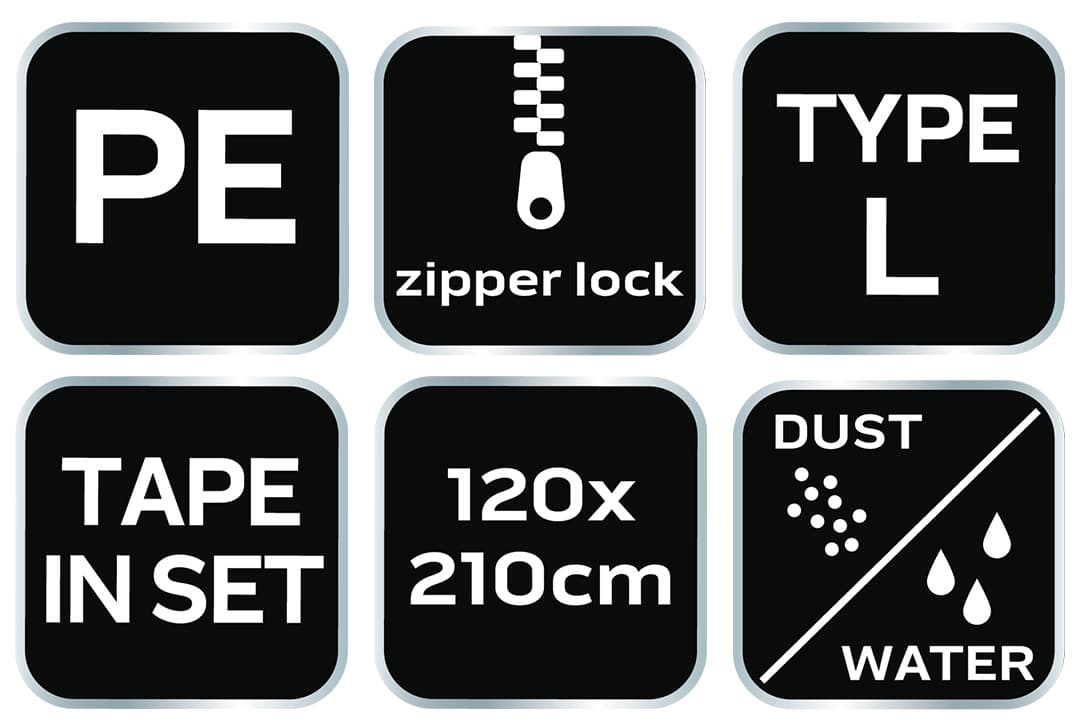 Kurtyna przeciwpyłowa z zamkiem błyskawicznym "L" PE 1230 x 2240 mm 3