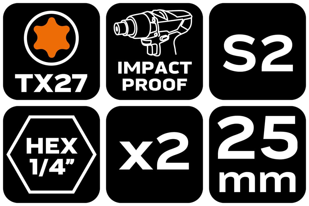 Bity udarowe TX27 o długości 25 mm, 2 sztuki 3