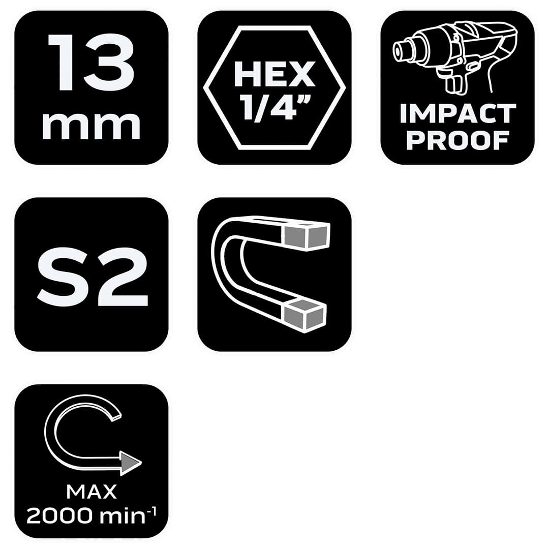 Nasadka udarowa magnetyczna 13 mm długość 65 mm 3