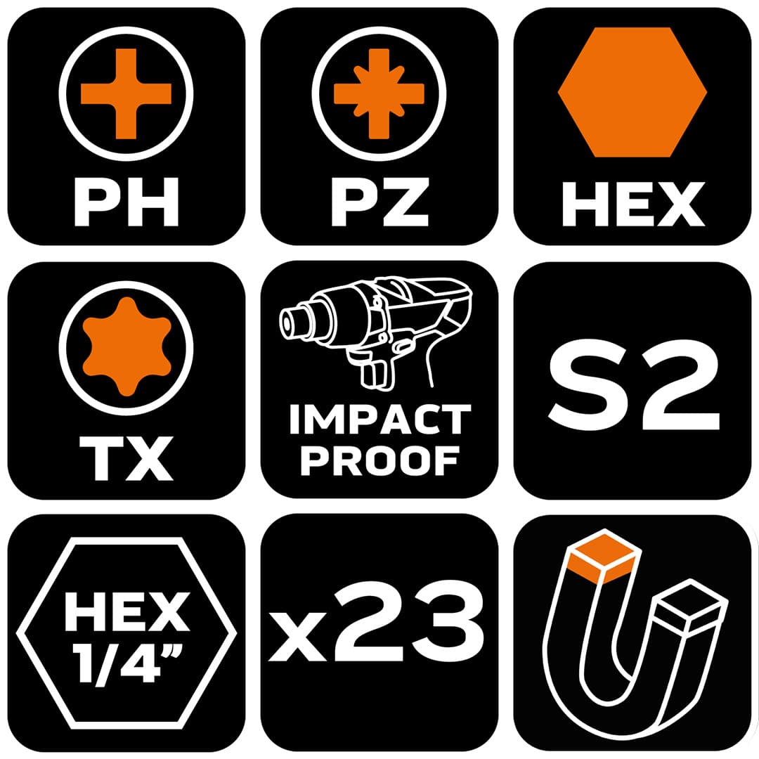 Zestaw bitów 23 sztuki do wkrętarek udarowych 3