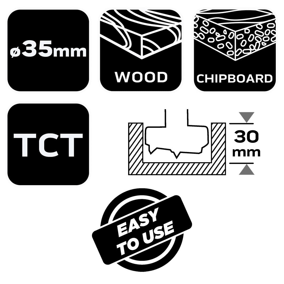 Frez puszkowy 35 mm z ogranicznikiem i szablonem 3