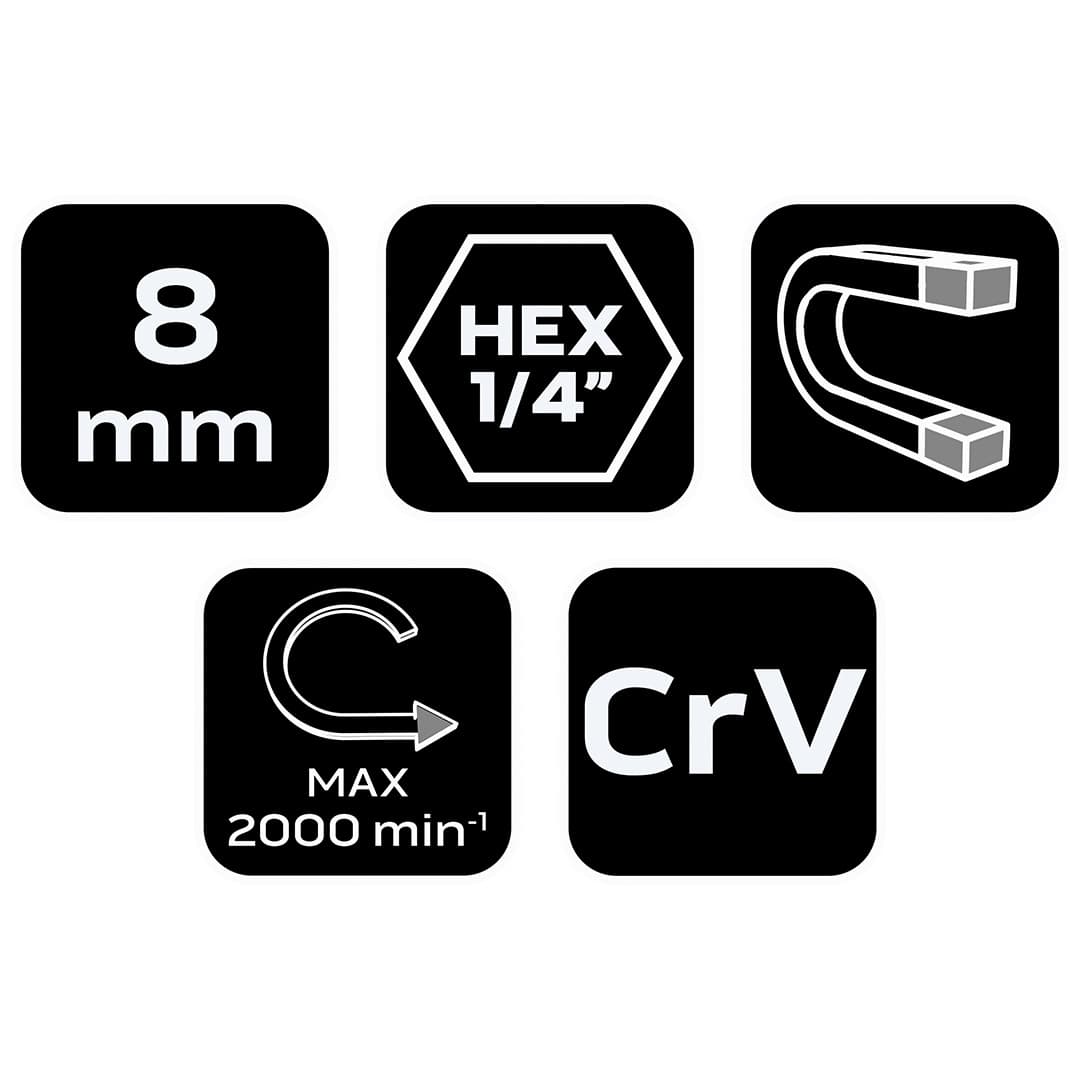 Nasadka magnetyczna 8 mm x 65 mm z trzpieniem 1/4 cala 3