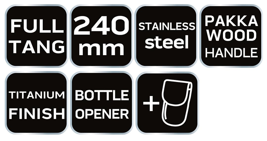 Nóż survivalowy ze stali nierdzewnej z drewnianą rękojeścią 24 cm 9