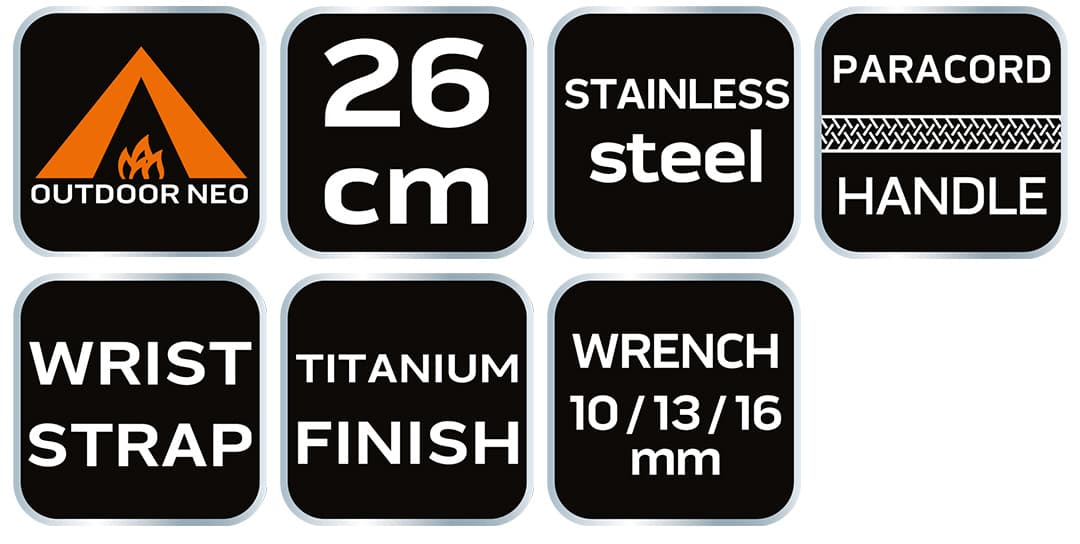 Siekiera biwakowa multifunkcyjna ze stali nierdzewnej 26 cm 9