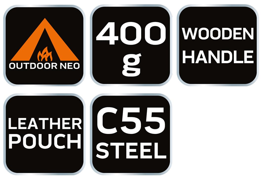 Toporek bushcraftowy 400 g z futerałem 7