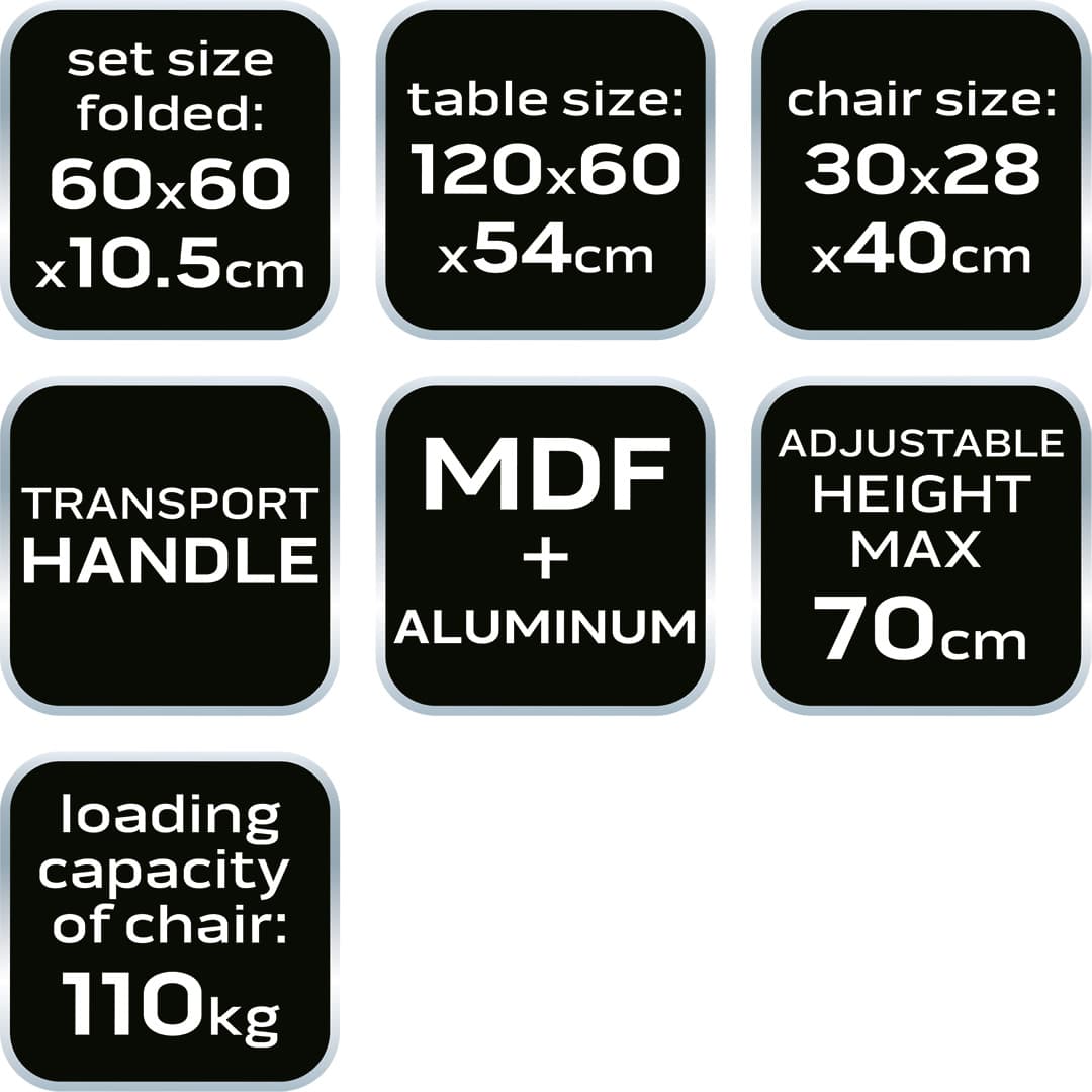 Zestaw biwakowy stół i 4 krzesła składany w walizkę 9