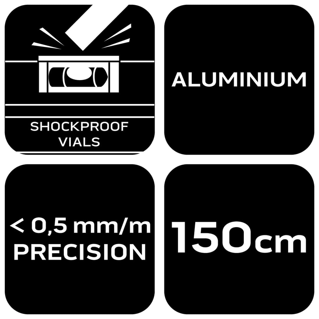 Poziomnica aluminiowa S 400 z 3 libellami i 2 uchwytami, długość 150 cm 6