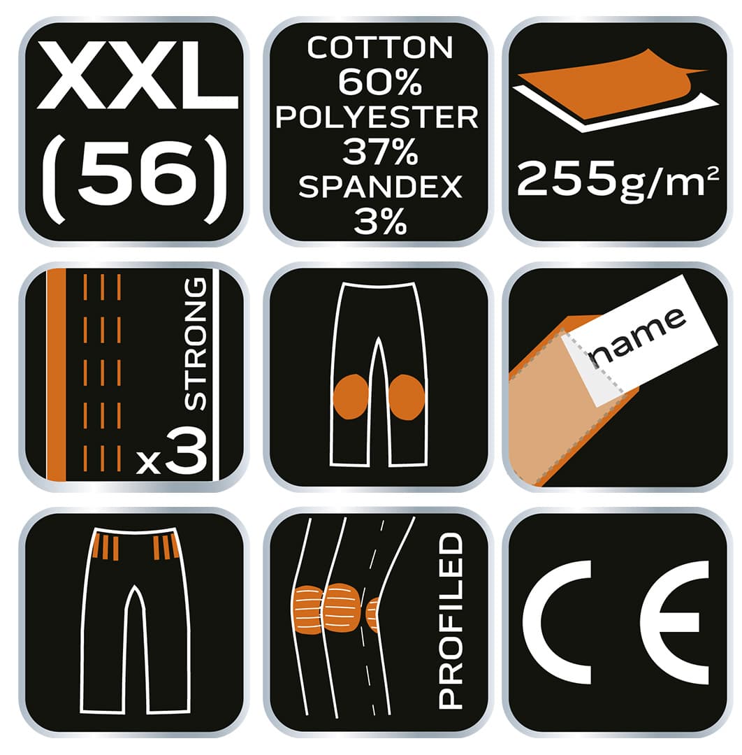 Spodnie robocze granatowe, rozmiar XXL, wygodne i wytrzymałe 3