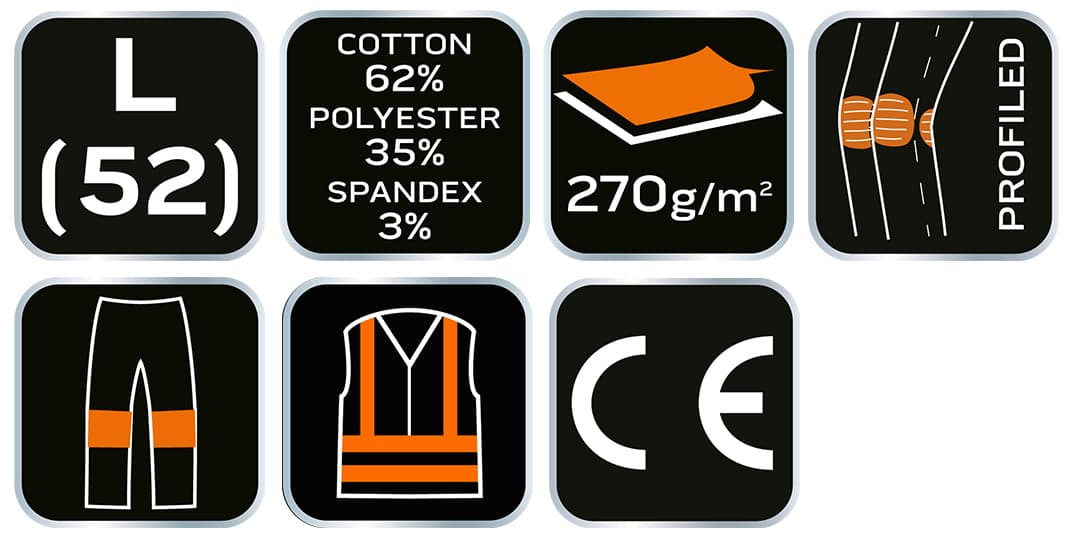 Spodnie robocze PREMIUM z bawełną, poliestrem i elastanem, rozmiar L 3