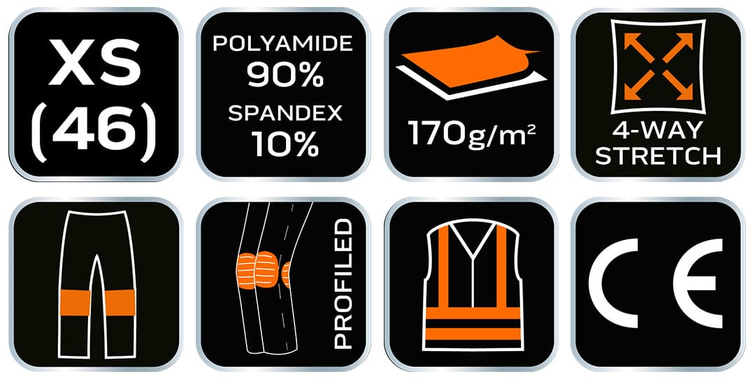 Spodnie robocze Premium 4-way stretch rozmiar XS 3