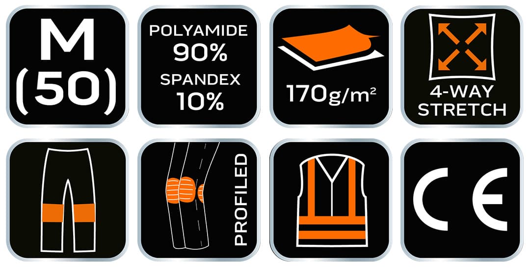 Spodnie robocze PREMIUM 4 way stretch czarne rozmiar M 3