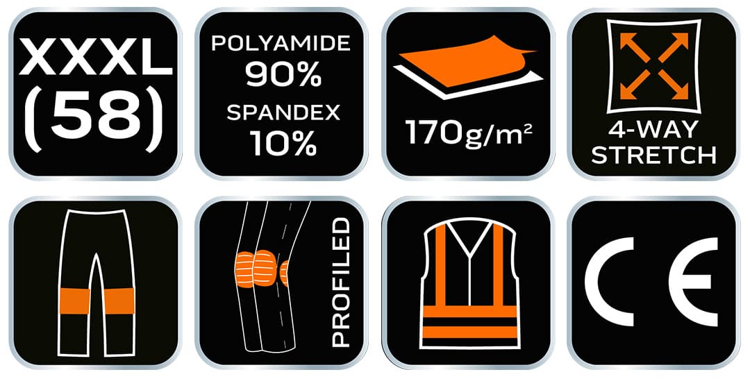 Spodnie robocze PREMIUM 4 way stretch czarne rozmiar XXXL 3