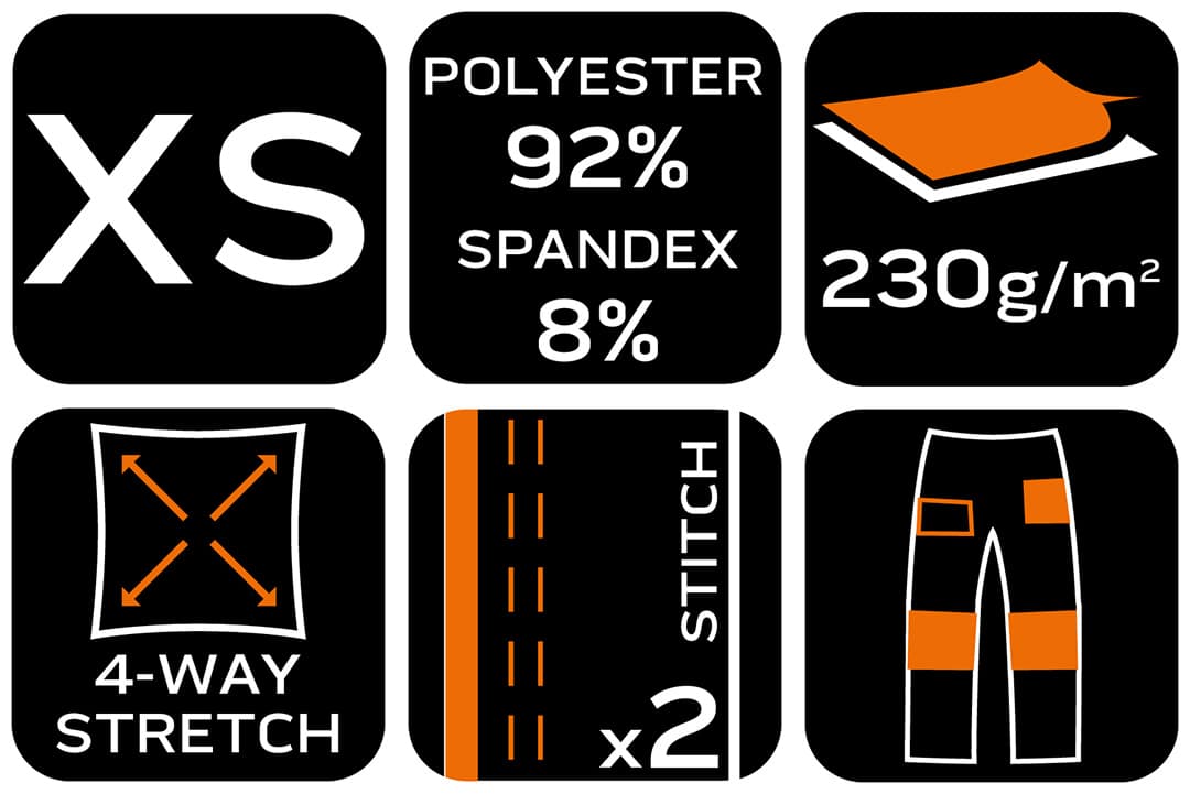 Spodnie robocze 4-way stretch granatowo-zielone rozmiar XS 9
