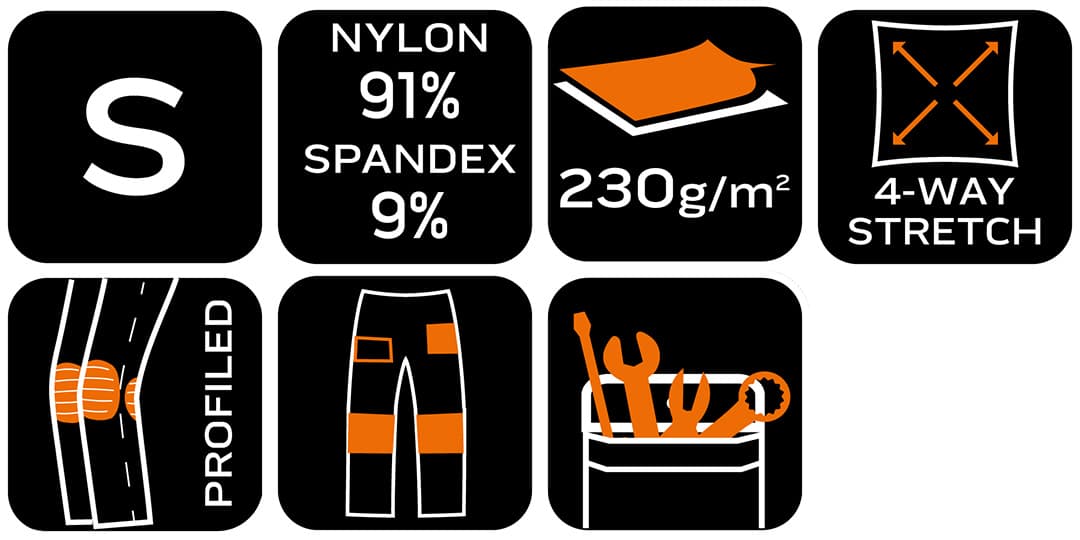 Spodnie robocze Mix&Match 4 way stretch z kaburami Cordura czarne rozmiar S 4