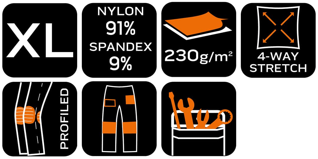 Spodnie robocze Mix&Match 4 way stretch z kaburami Cordura czarne rozmiar XL 4