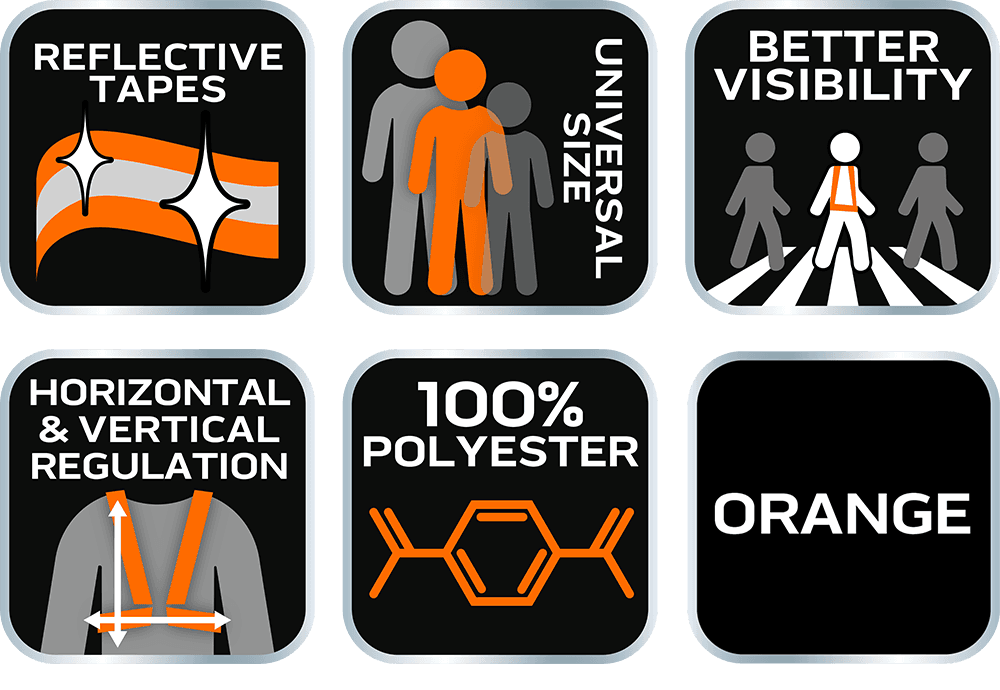 Szelki odblaskowe pomarańczowe uniwersalne do biegania i na rower 3