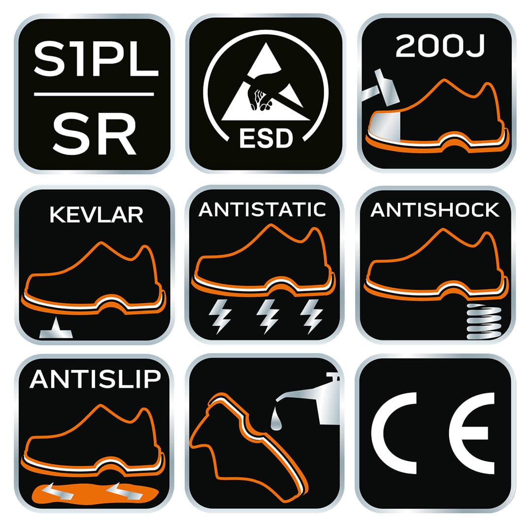 Półbuty robocze S1PL SR ESD z kompozytowym podnoskiem i wkładką kevlarową, rozmiar 39 3