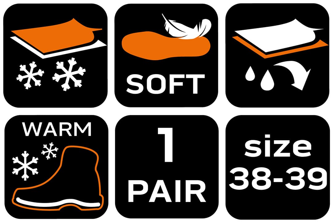 Wkładki do butów filcowe z folią aluminiową rozmiar 38-39 5