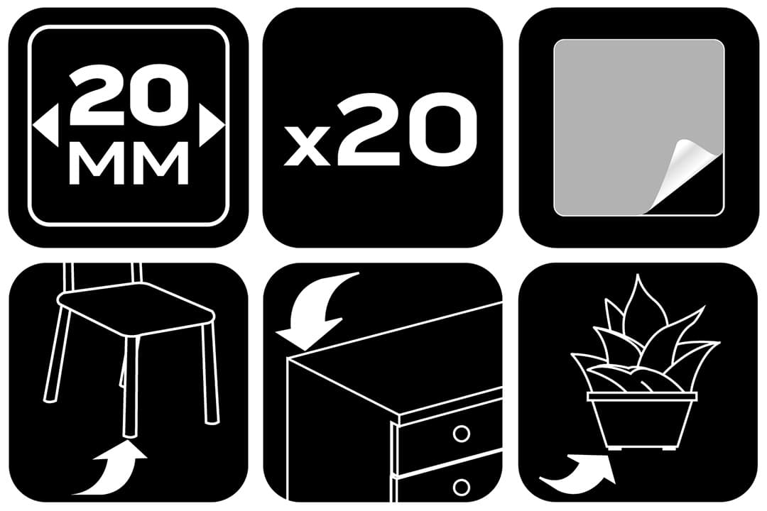 Podkładki filcowe samoprzylepne białe 20 x 20 mm 8