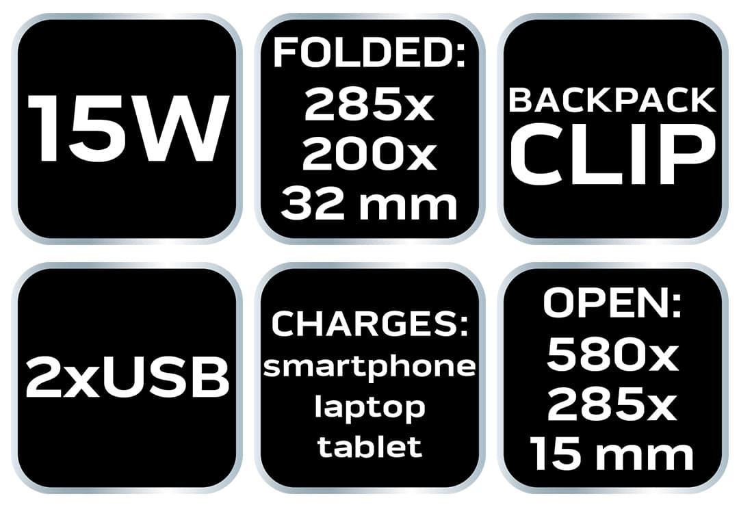 Przenośny panel słoneczny NEO TOOLS 15W z 2x USB 3