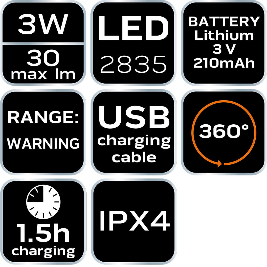 Tylna lampka rowerowa LED 3W z akumulatorem 10