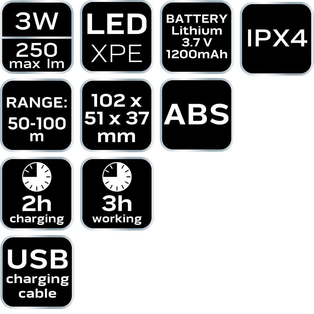 Przednia lampka rowerowa LED 3W 250lm 3