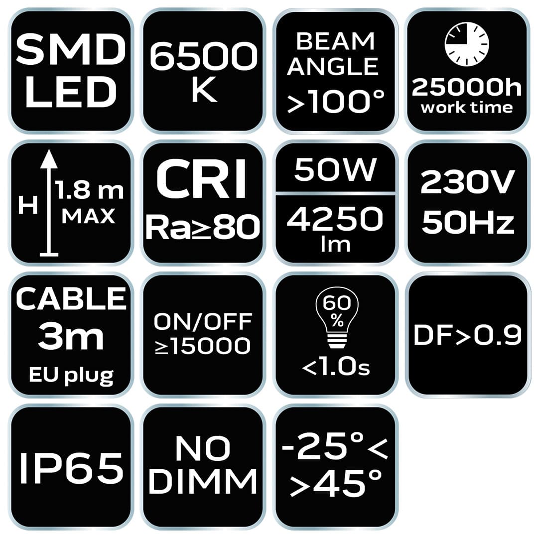 Reflektor pojedynczy LED 50W 4250lm na statywie 1.8m 3