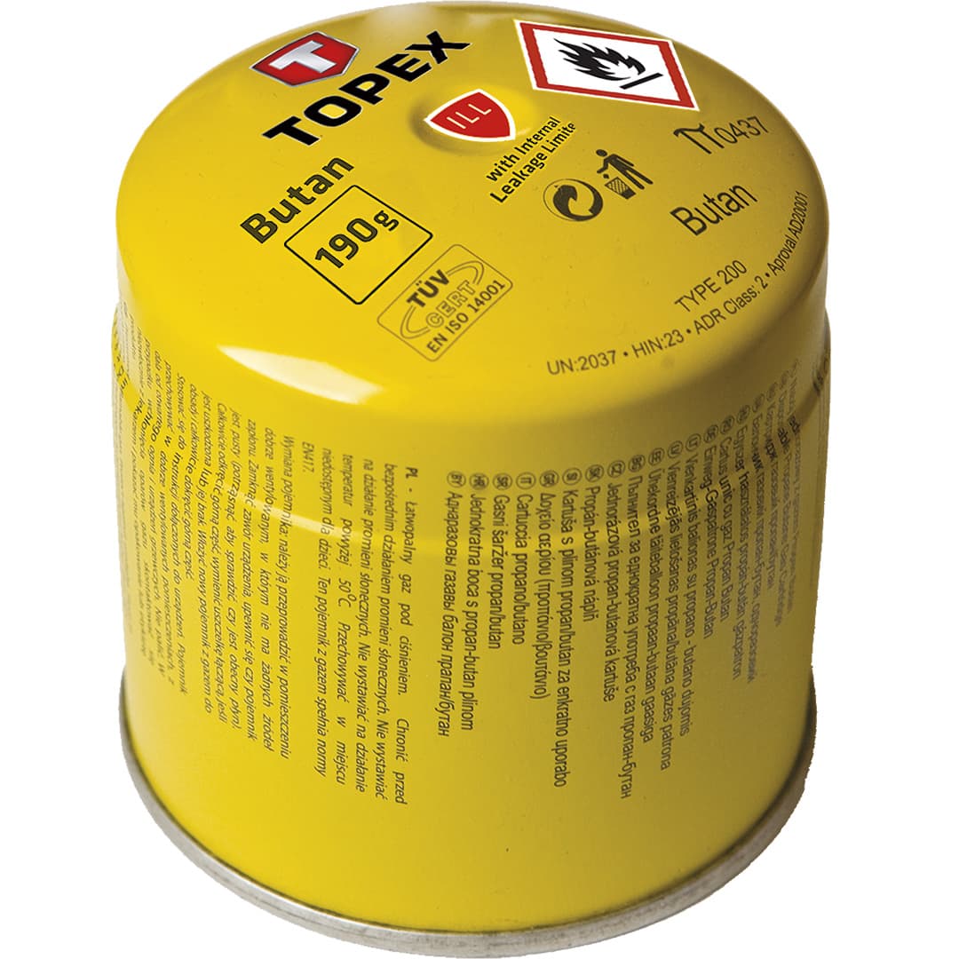 Nabój z gazem butan 190 g z systemem blokowania wypływu gazu 2