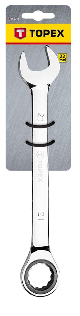 Klucz płasko-oczkowy z grzechotką 22 mm stal chromowo-wanadowa 3